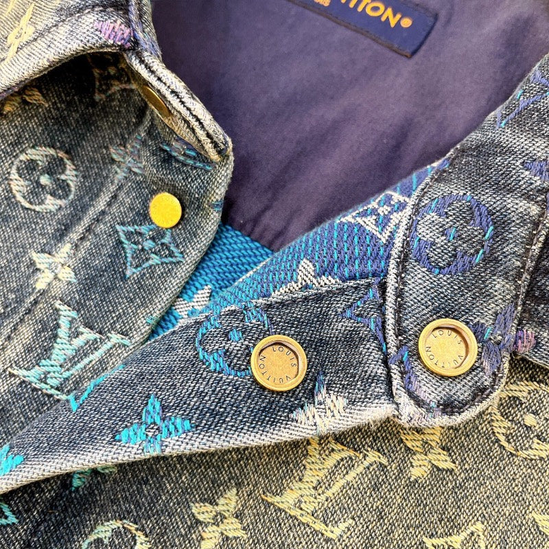 ルイ・ヴィトン LOUIS VUITTON レインボーモノグラム半袖デニムシャツ HOS72W コットン メンズ デニムジャケット