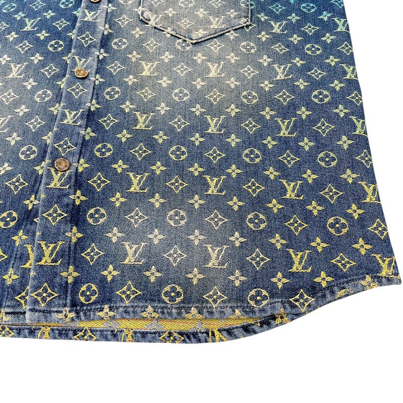 ルイ・ヴィトン LOUIS VUITTON レインボーモノグラム半袖デニムシャツ HOS72W コットン メンズ デニムジャケット