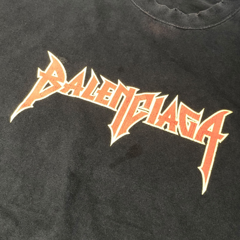 バレンシアガ BALENCIAGA ロゴプリントTシャツ 694576 ブラック コットン メンズ 半袖Ｔシャツ