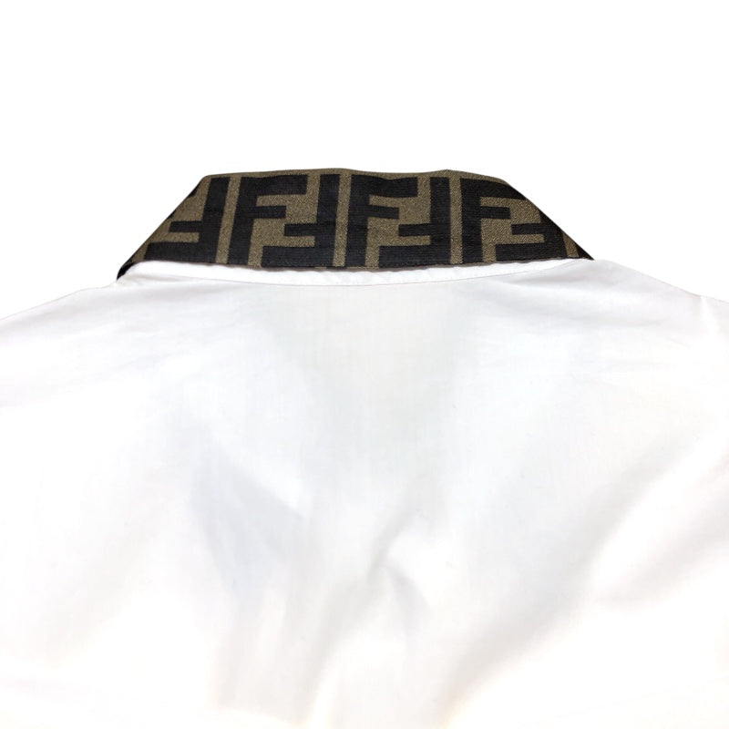 フェンディ FENDI FF柄カラー 長袖シャツ FS0751 ホワイト コットン