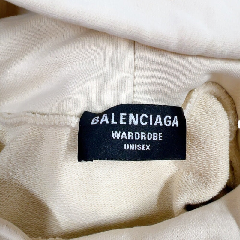 バレンシアガ BALENCIAGA キャンペーンロゴスウェットパーカー　2021年 620973 クリーム コットン メンズ パーカー