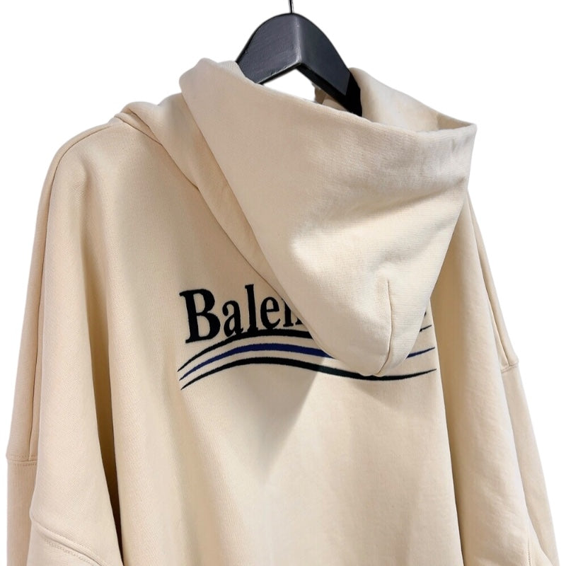 バレンシアガ BALENCIAGA キャンペーンロゴスウェットパーカー　2021年 620973 クリーム コットン メンズ パーカー