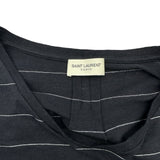 サンローラン SAINT LAURENT ボーダープリントプリントTシャツ ブラック コットン メンズ 半袖Ｔシャツ