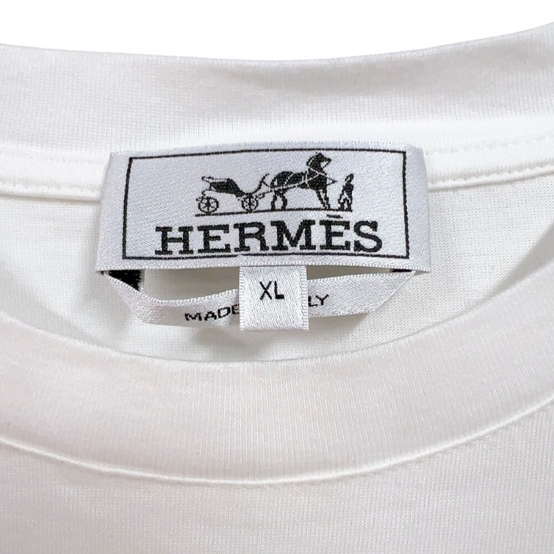 エルメス HERMES Chevaux en syme エンボスTシャツ ホワイト コットン メンズ 半袖Ｔシャツ