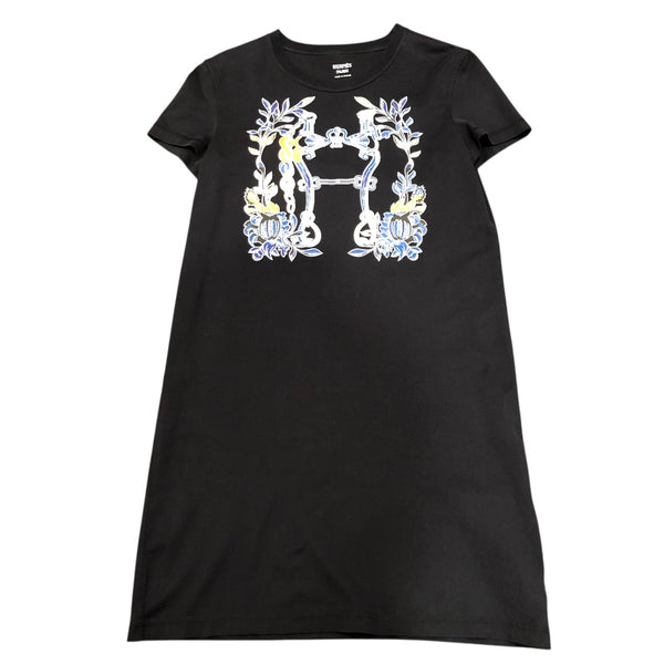 エルメス HERMES Della Cavalleria カットワンピース 4E4530DA ブラック コットン コットン レディース 半袖Ｔシャツ