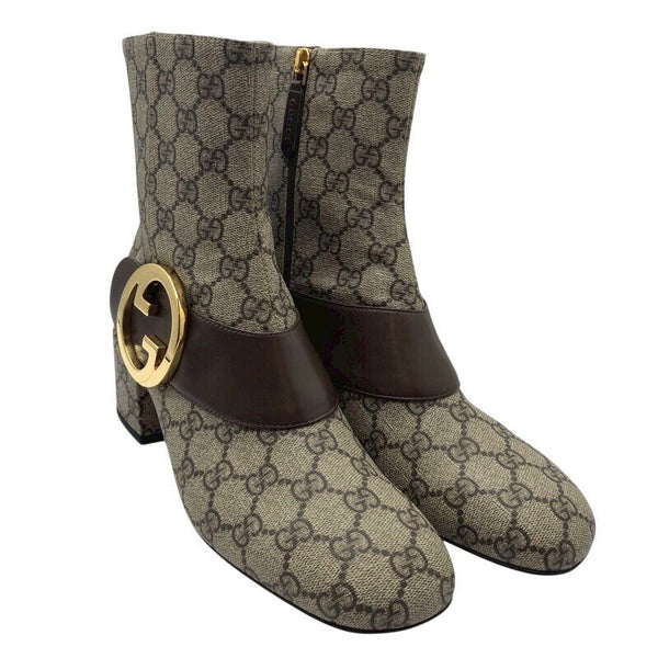 グッチ GUCCI GGスプリーム　ベルトショートブーツ 701706 ベージュ PVC レディース ブーツ