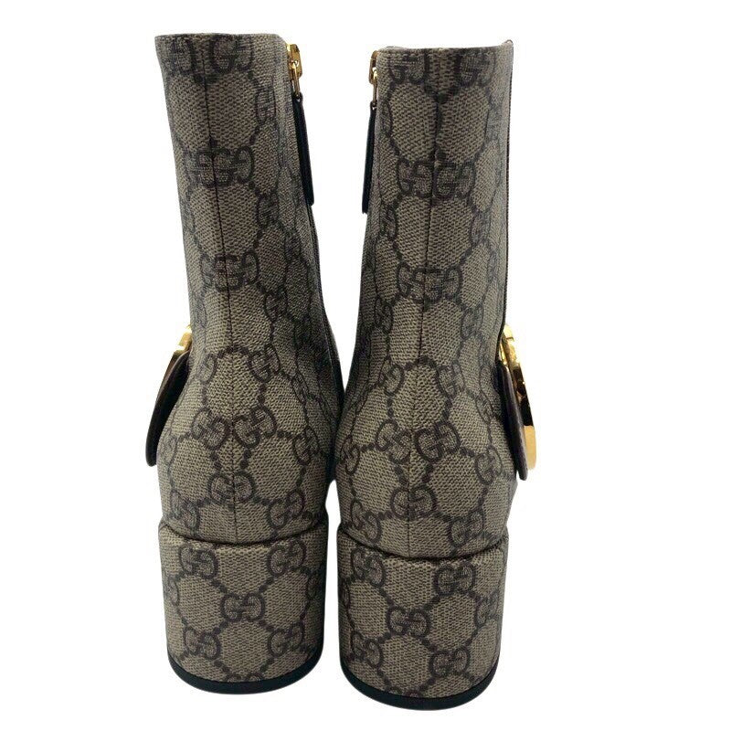 グッチ GUCCI GGスプリーム ベルトショートブーツ 701706 ベージュ PVC