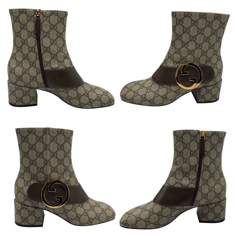 グッチ GUCCI GGスプリーム ベルトショートブーツ 701706 ベージュ PVC