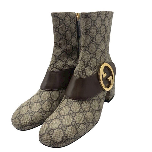 グッチ GUCCI GGスプリーム　ベルトショートブーツ 701706 ベージュ PVC レディース ブーツ