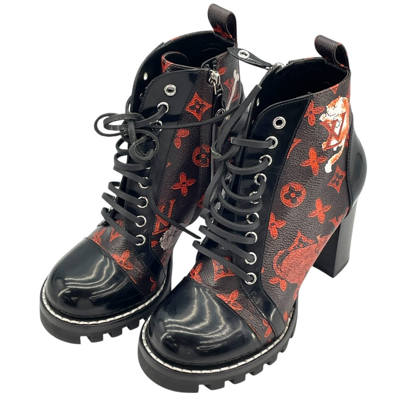 ルイ・ヴィトン LOUIS VUITTON キャットグラム スタートレイルライン ブーツ ブラック レザー レディース ブーツ