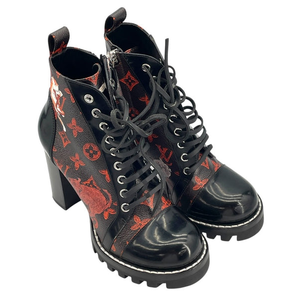 ルイ・ヴィトン LOUIS VUITTON キャットグラム スタートレイルライン ブーツ ブラック レザー レディース ブーツ