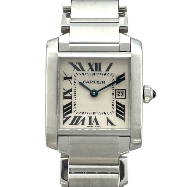カルティエ Cartier タンクフランセーズ MM W51011Q3 ホワイト SS クオーツ レディース 腕時計