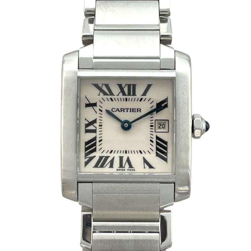 カルティエ Cartier タンクフランセーズ MM W51011Q3 ホワイト SS クオーツ レディース 腕時計