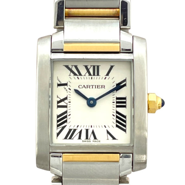カルティエ Cartier タンクフランセーズ SM W51007Q4 ホワイト SS/YG クオーツ レディース 腕時計