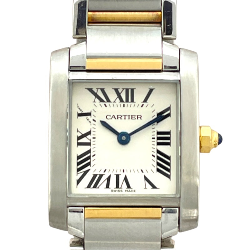 カルティエ Cartier タンクフランセーズ SM W51007Q4 ホワイト SS/YG クオーツ レディース 腕時計