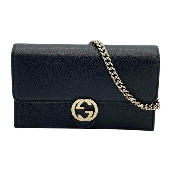 グッチ GUCCI インターロッキングG チェーンウォレット 510314 ブラック レザー レディース ショルダーバッグ