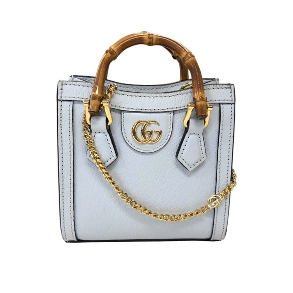 グッチ GUCCI ダイアナ ナノバッグ 760251 ライトブルー ゴールド金具 レザー レディース ショルダーバッグ