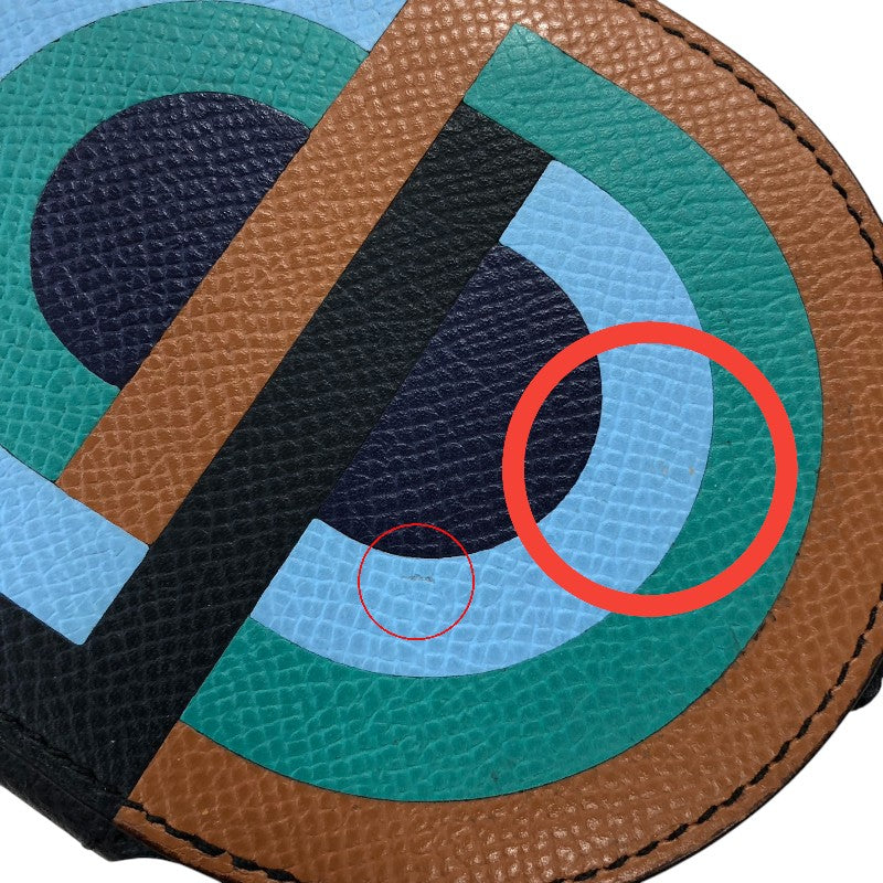 エルメス HERMES インザループ ミニ コインケース Y刻 ブルーインディゴ・ゴールド シルバー金具 ヴォーエプソン レディース コインケース