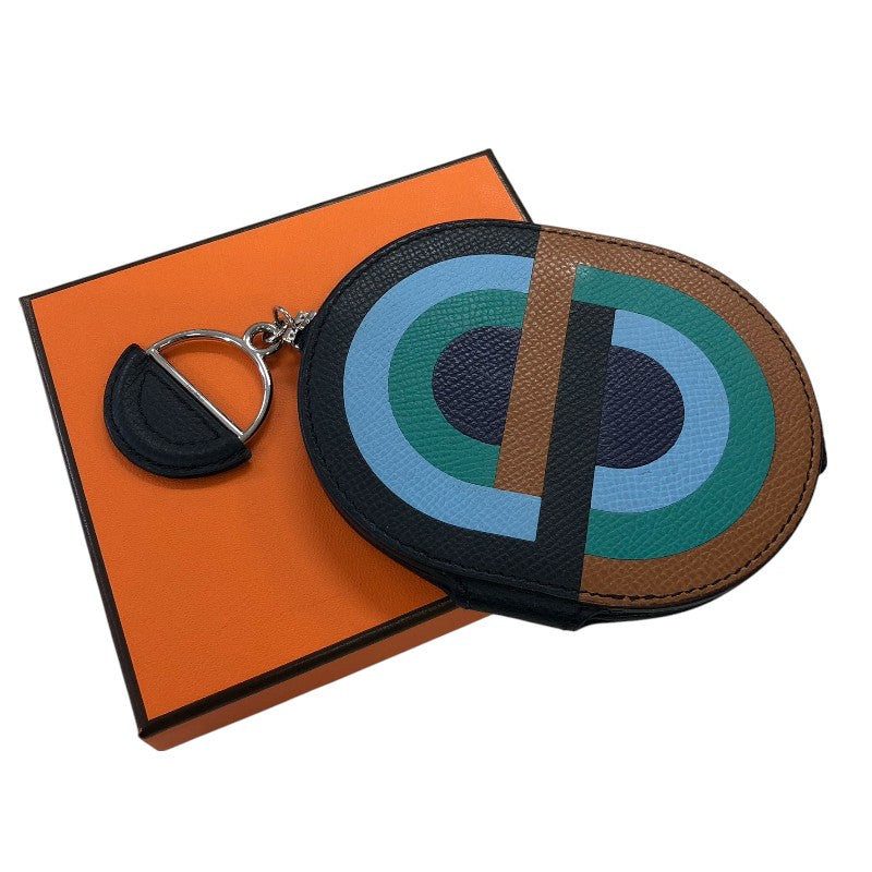 エルメス HERMES インザループ ミニ コインケース Y刻 ブルーインディゴ・ゴールド シルバー金具 ヴォーエプソン レディース コインケース