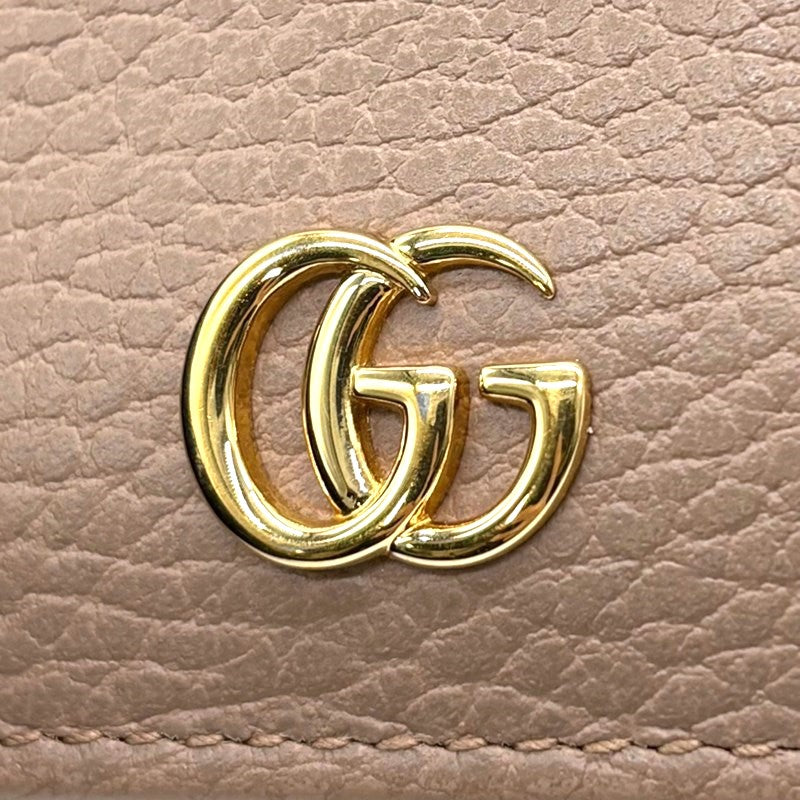 グッチ GUCCI ダブルGカードケース ウォレット 456126 ピンクベージュ レザー レディース 二つ折り財布