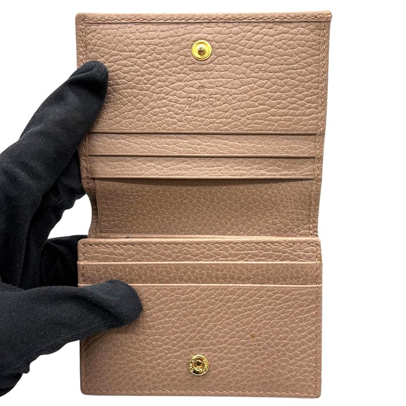 グッチ GUCCI ダブルGカードケース ウォレット 456126 ピンクベージュ レザー レディース 二つ折り財布
