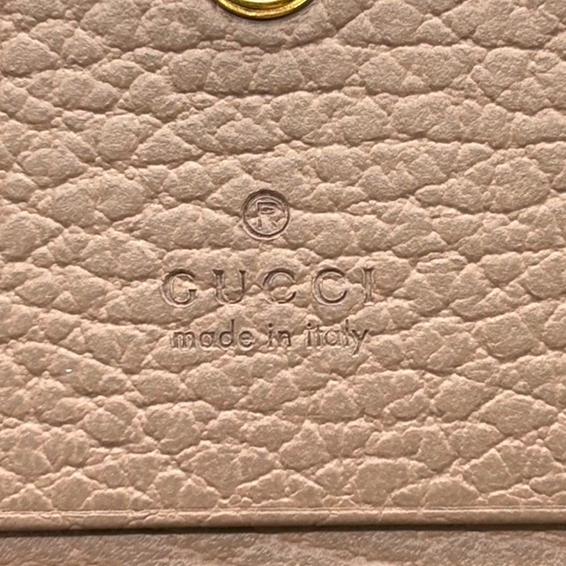 グッチ GUCCI ダブルGカードケース ウォレット 456126 ピンクベージュ レザー レディース 二つ折り財布