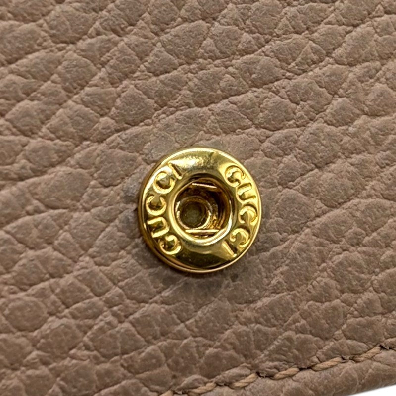 グッチ GUCCI ダブルGカードケース ウォレット 456126 ピンクベージュ レザー レディース 二つ折り財布