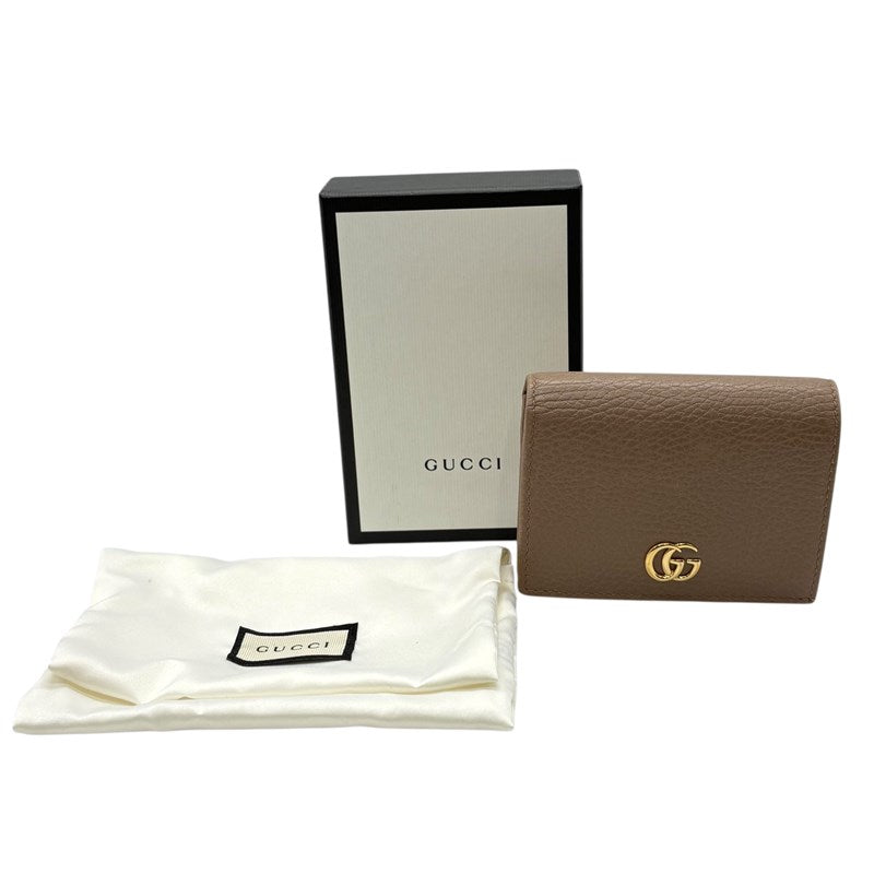 グッチ GUCCI ダブルGカードケース ウォレット 456126 ピンクベージュ レザー レディース 二つ折り財布