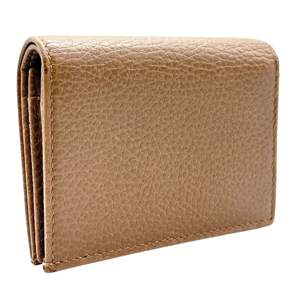 グッチ GUCCI ダブルGカードケース ウォレット 456126 ピンクベージュ レザー レディース 二つ折り財布