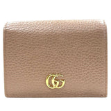 グッチ GUCCI ダブルGカードケース ウォレット 456126 ピンクベージュ レザー レディース 二つ折り財布