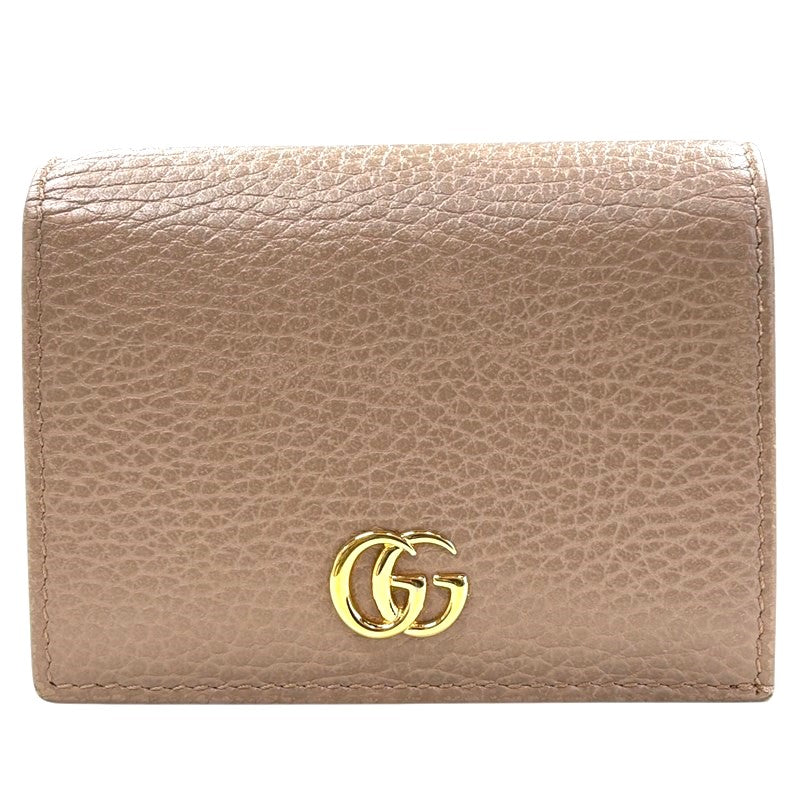 グッチ GUCCI ダブルGカードケース ウォレット 456126 ピンクベージュ レザー レディース 二つ折り財布