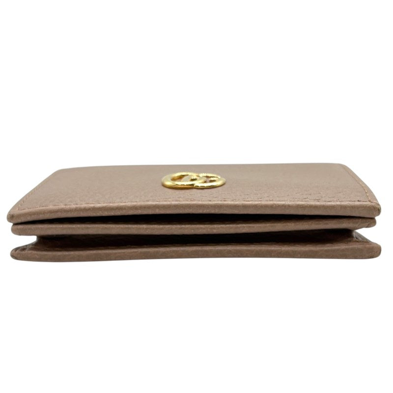 グッチ GUCCI ダブルGカードケース ウォレット 456126 ピンクベージュ レザー レディース 二つ折り財布