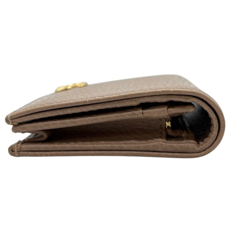 グッチ GUCCI ダブルGカードケース ウォレット 456126 ピンクベージュ レザー レディース 二つ折り財布