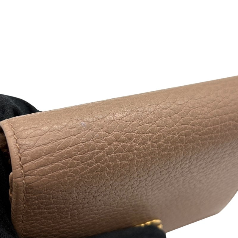 グッチ GUCCI ダブルGカードケース ウォレット 456126 ピンクベージュ レザー レディース 二つ折り財布
