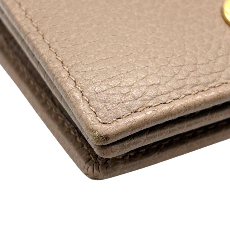 グッチ GUCCI ダブルGカードケース ウォレット 456126 ピンクベージュ レザー レディース 二つ折り財布