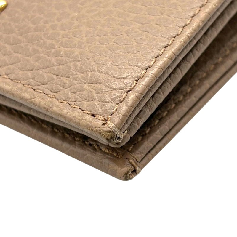 グッチ GUCCI ダブルGカードケース ウォレット 456126 ピンクベージュ レザー レディース 二つ折り財布