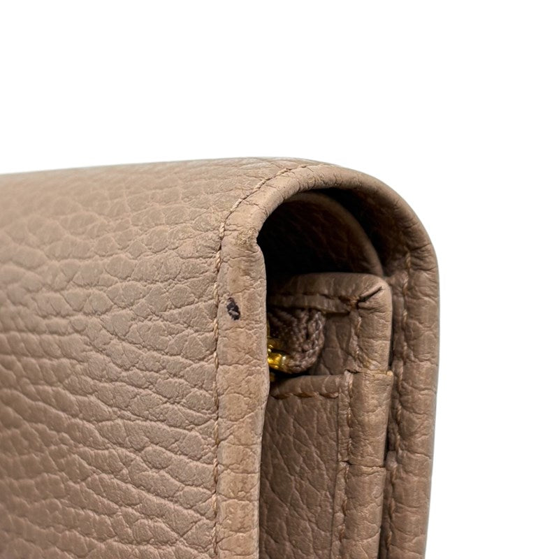 グッチ GUCCI ダブルGカードケース ウォレット 456126 ピンクベージュ レザー レディース 二つ折り財布