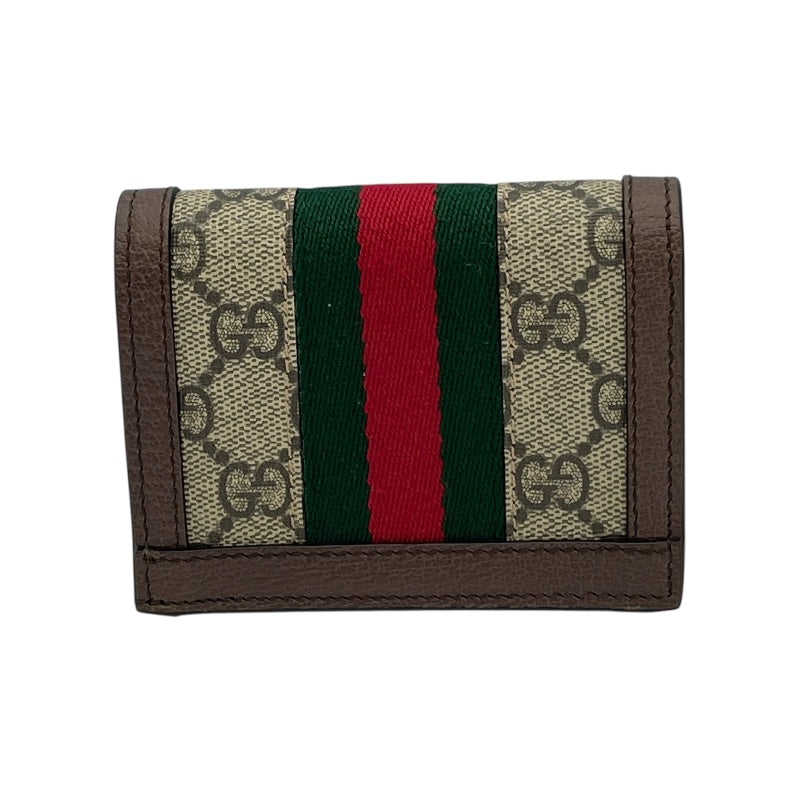 グッチ GUCCI GGカードケースウォレット 523155 ブラウン GGスプリーム レディース 二つ折り財布