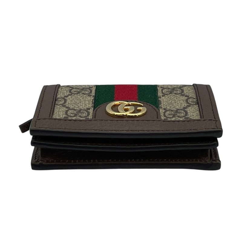 グッチ GUCCI GGカードケースウォレット 523155 ブラウン GGスプリーム レディース 二つ折り財布