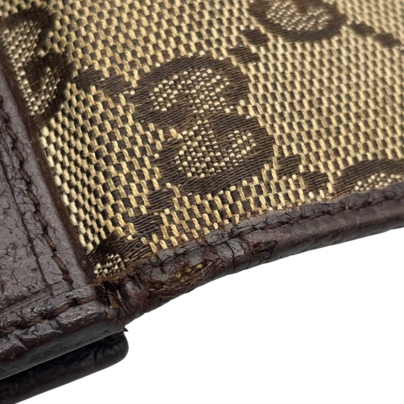 極美品 GUCCI グッチ 二つ折り財布 キャンバス レザー ブラック ブラウン GUCCI 美品 グッチ GG柄 二つ折り財布 ユニセックス GG