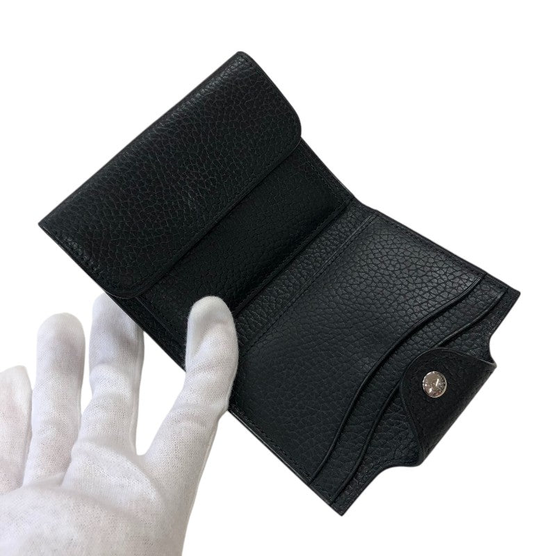 エルメス HERMES イリアード コンパクト B刻 ブラック シルバー金具 ヴァッシュリエジェ レディース 二つ折り財布