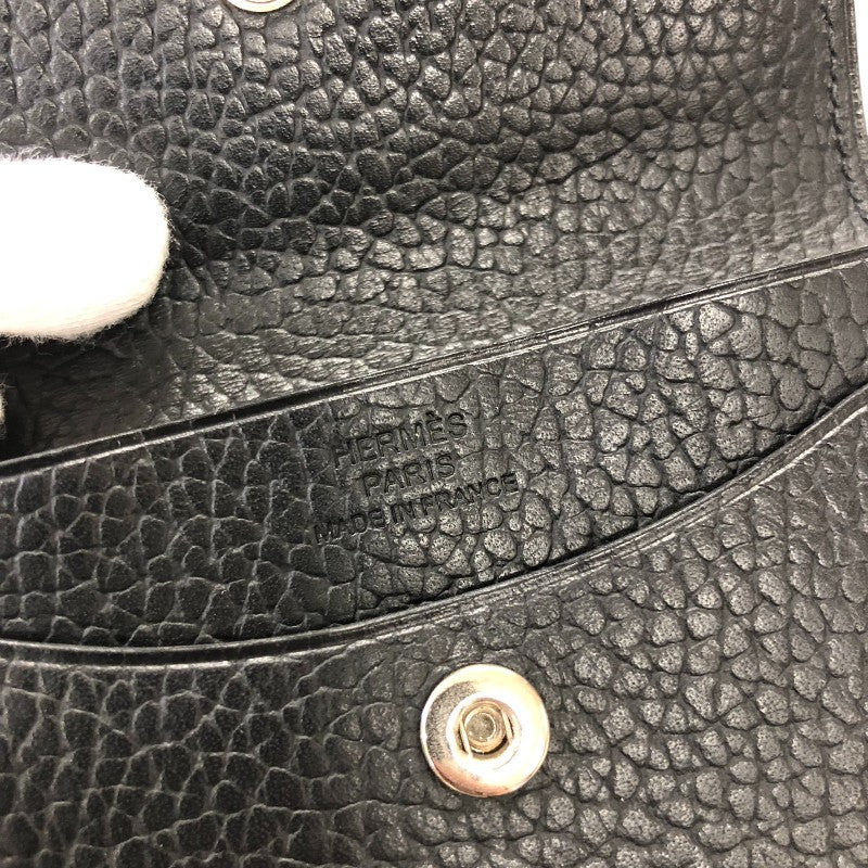 エルメス HERMES イリアード コンパクト B刻 ブラック シルバー金具 ヴァッシュリエジェ レディース 二つ折り財布
