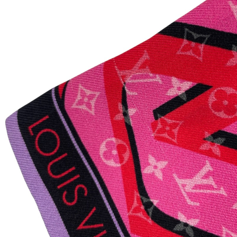 ルイ・ヴィトン LOUIS VUITTON バンドー・プラネット M77320 ピンク シルク レディース スカーフ