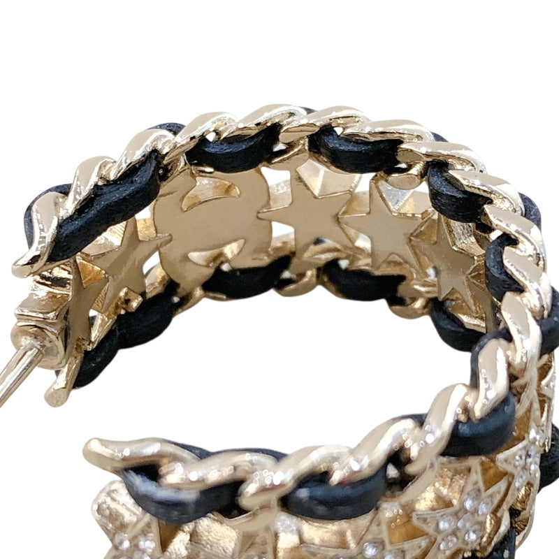 シャネル CHANEL ココマークフープピアス GD金具/ブラック メタル アクセサリー