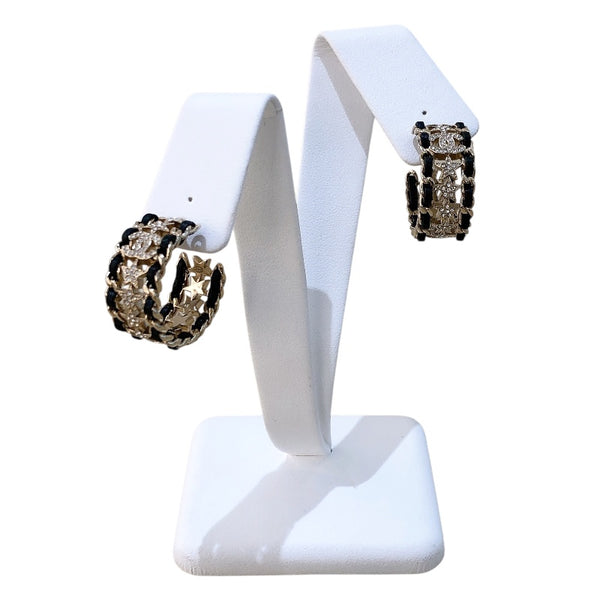 シャネル CHANEL ココマークフープピアス GD金具/ブラック メタル アクセサリー