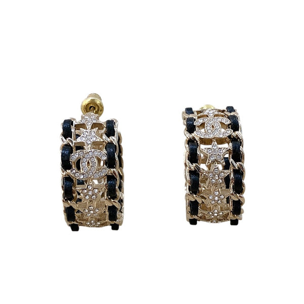 シャネル CHANEL ココマークフープピアス GD金具/ブラック メタル アクセサリー