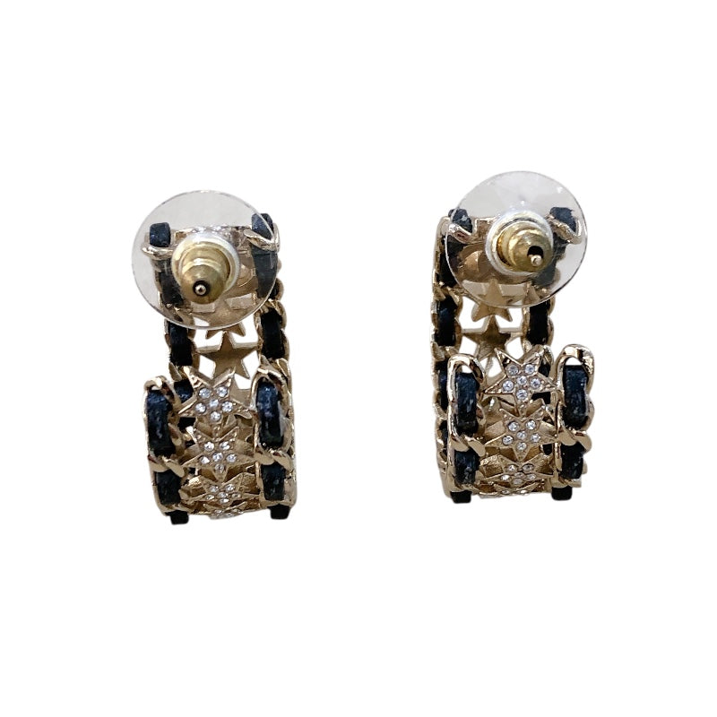 シャネル CHANEL ココマークフープピアス GD金具/ブラック メタル アクセサリー