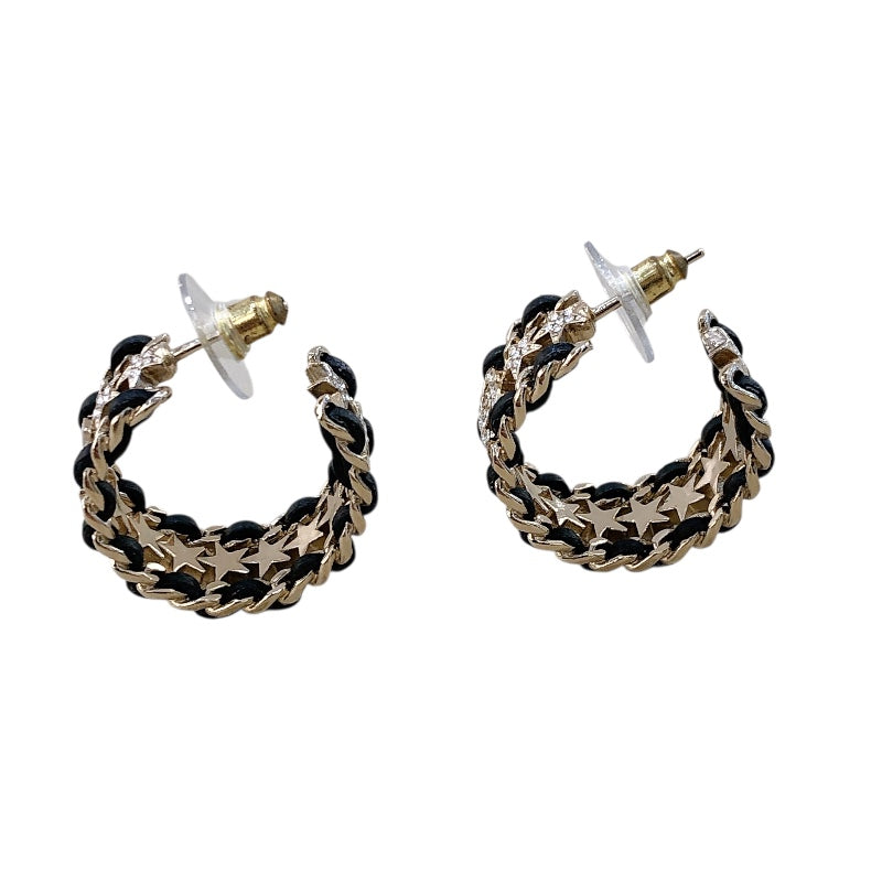 シャネル CHANEL ココマークフープピアス GD金具/ブラック メタル アクセサリー