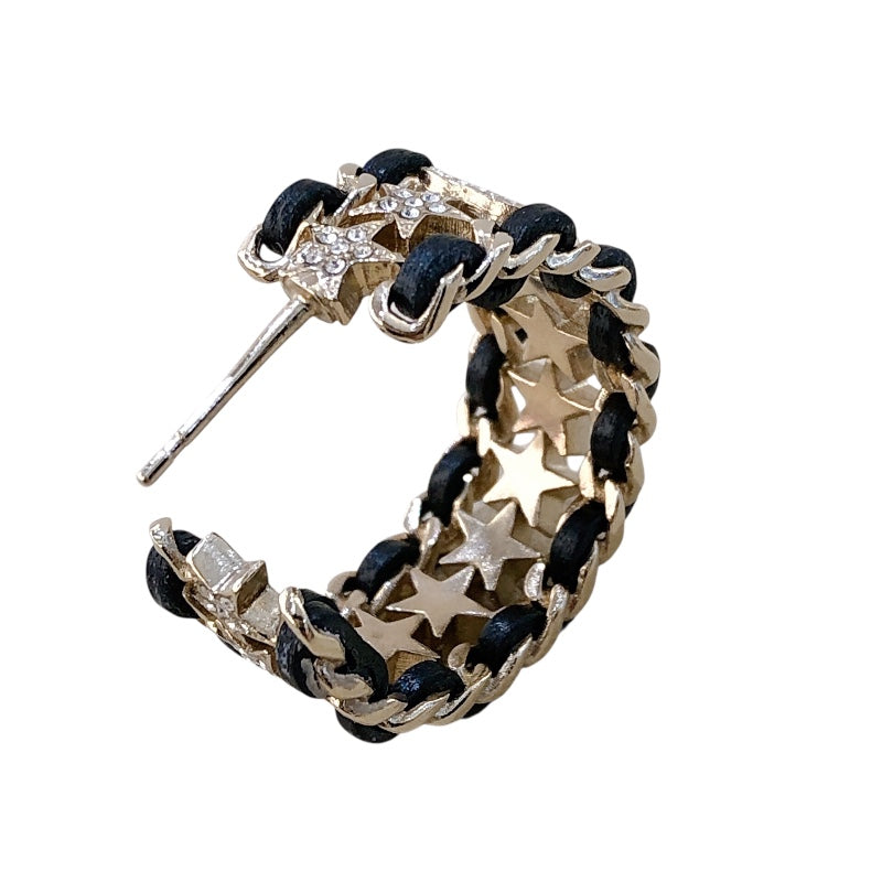 シャネル CHANEL ココマークフープピアス GD金具/ブラック メタル アクセサリー