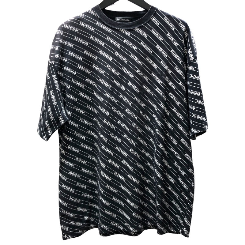 バレンシアガ BALENCIAGA ロゴライン 半袖Tシャツ 570805 ブラック コットン メンズ 半袖Ｔシャツ